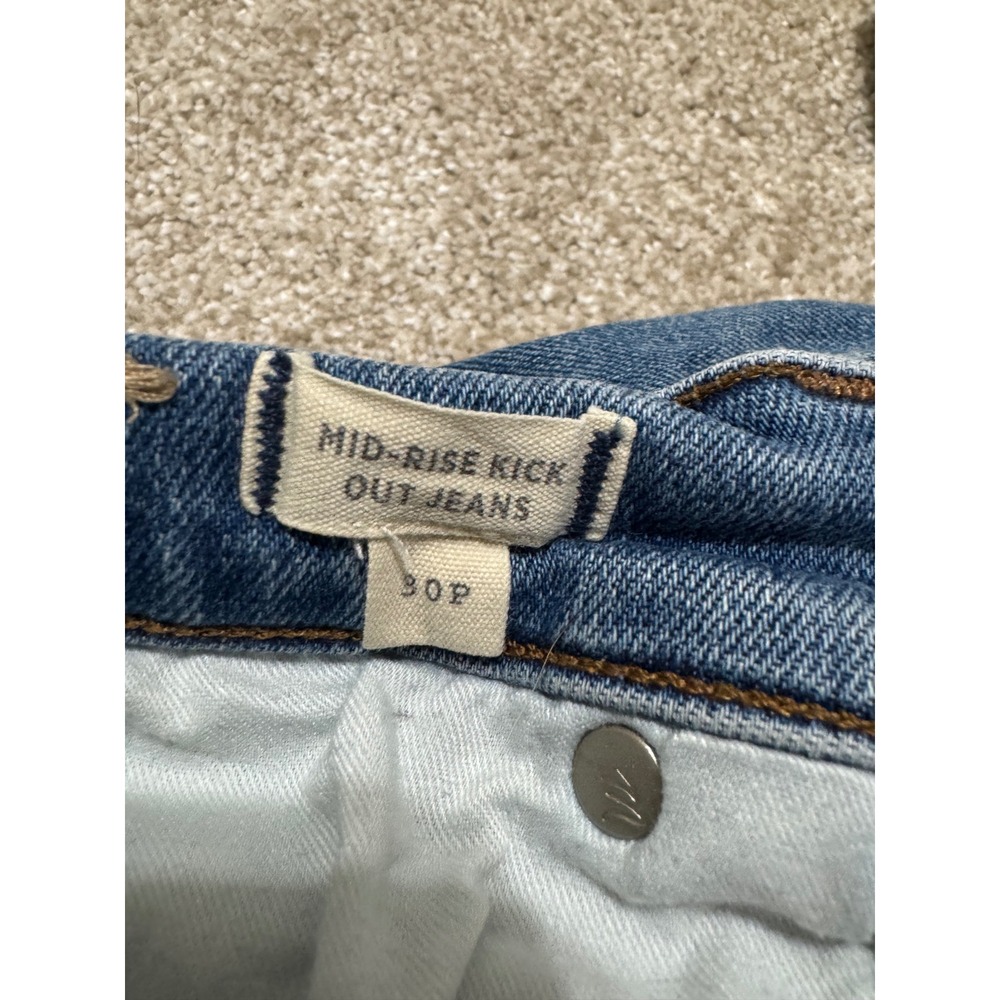 Madewell Mid Rise Kick Out Jeans Blue Petite Size 30P Cropped Flare Denim - Picture 6 of 8